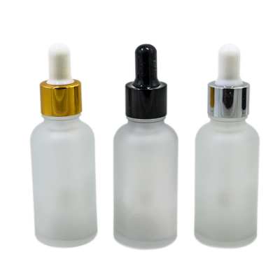 Cosmetic 30Ml White Frosted Essential Oil Glass Dropper Bottle With Aluminum Dropper Cap