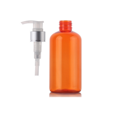 220ml Orange Plastic Round Body Washing Lotion Bottle Hotel Hair Shampoo Bottle