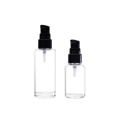 Clear Empty Cosmetic Packaging 50ml Glass Lotion Bottle With Pump