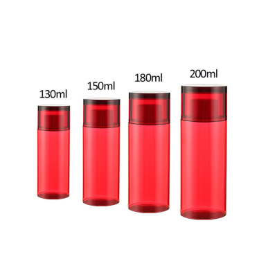 130ml 150ml 180ml 200ml Cosmetic Clear Red Plastic Petg Body Lotion Bottle